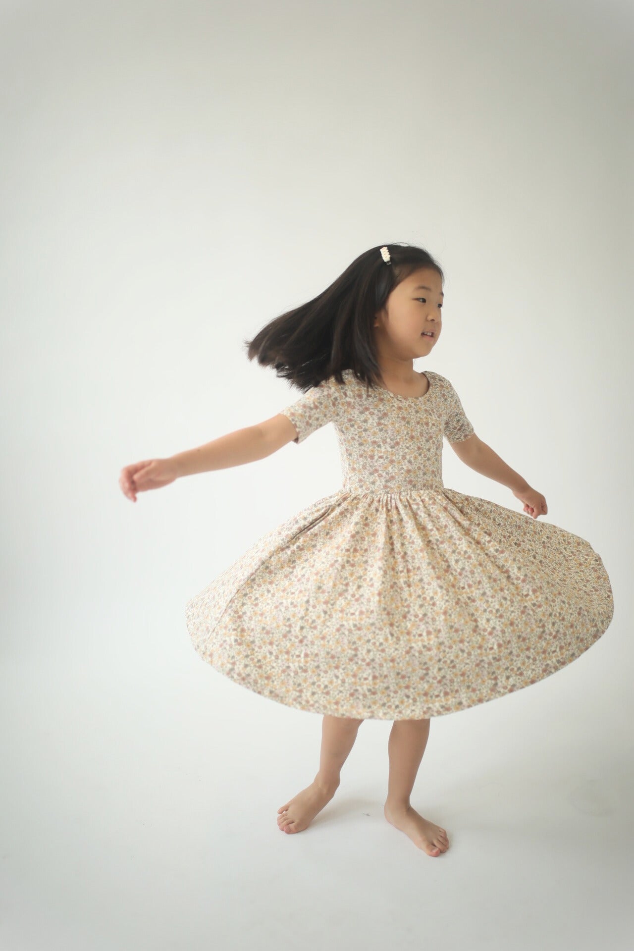 Short Sleeve Twirl Dress in Bella Brown Floral 4 / Bella Brown Floral Short Sleeve Twirl Dress in Bella Brown Floral 4 / Bella Brown Floral