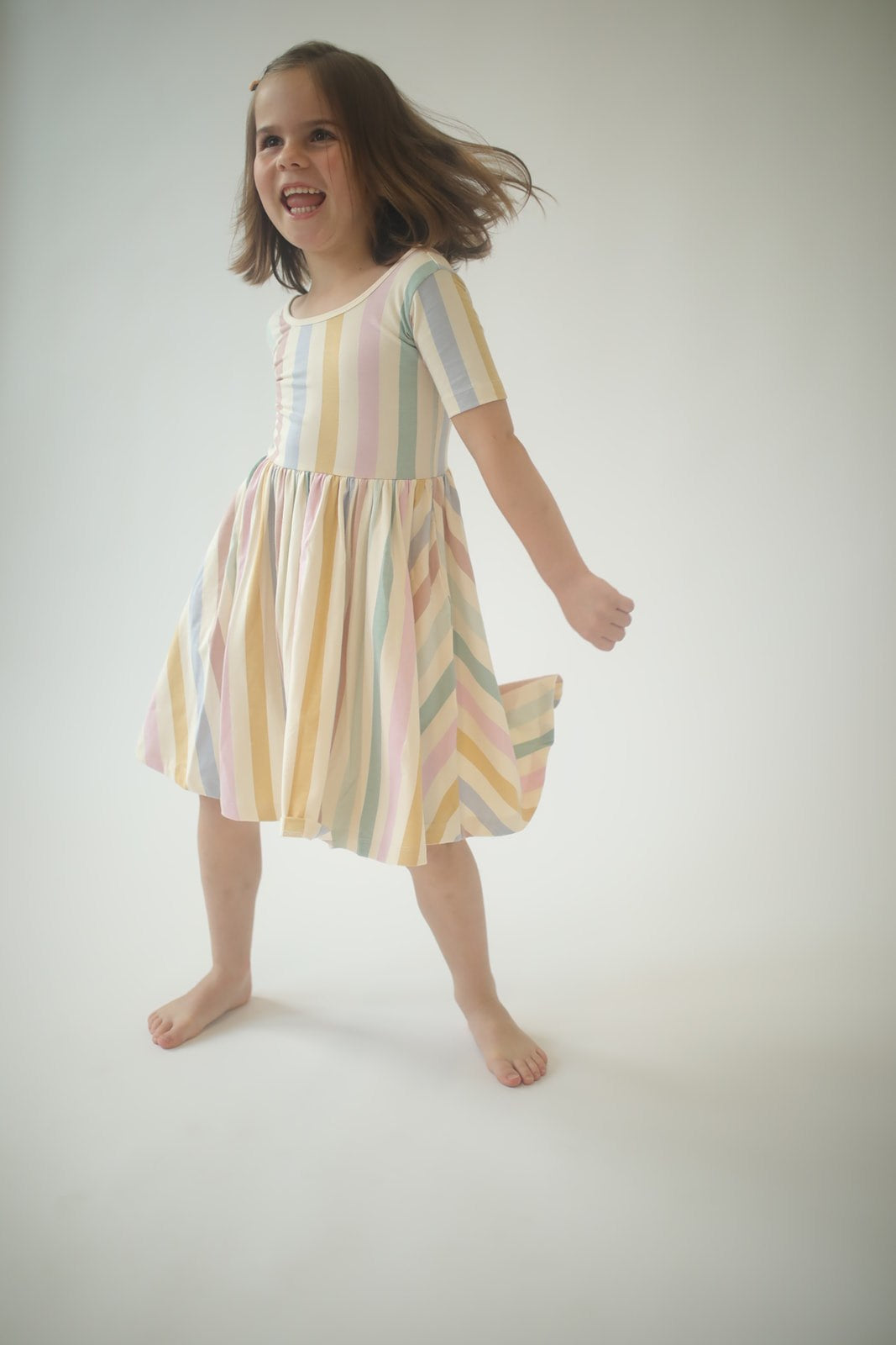 pastel rainbow striped dress rainbow dress pastel Striped Side Split V Neck T Shirt Dress Pastel Rainbow SNAP-Something New And Pretty