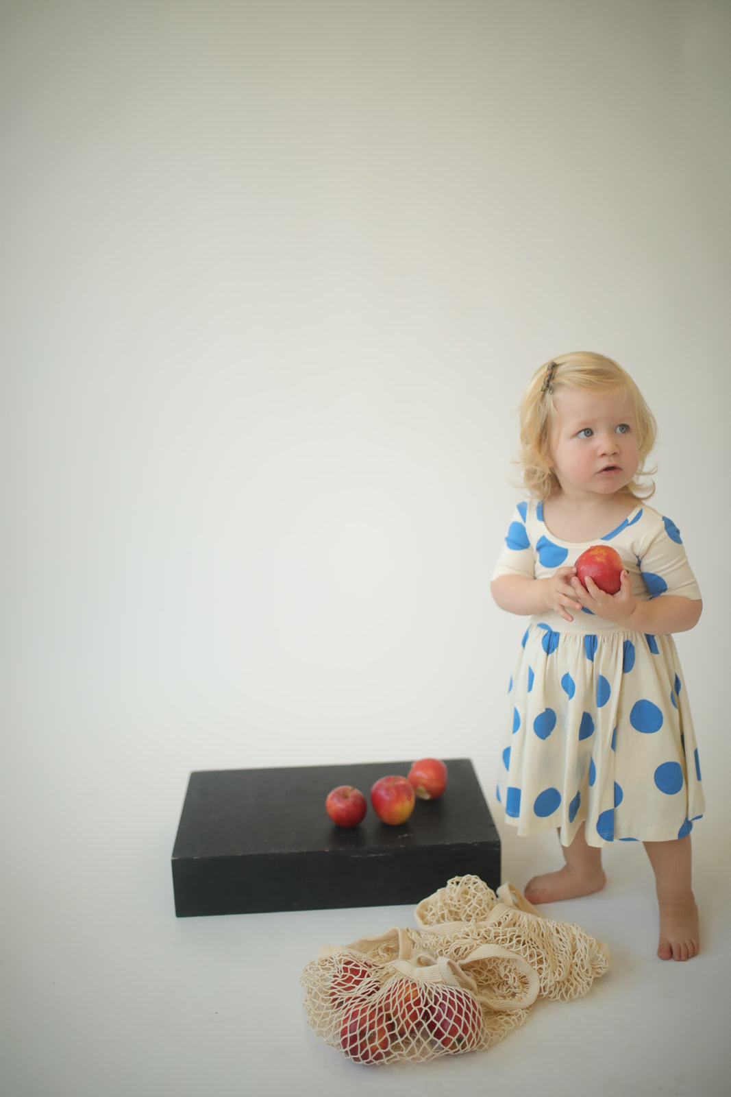 Short Sleeve Twirl Dress in Blue Dots 3 / Blue Dots Short Sleeve Twirl Dress in Blue Dots 3 / Blue Dots