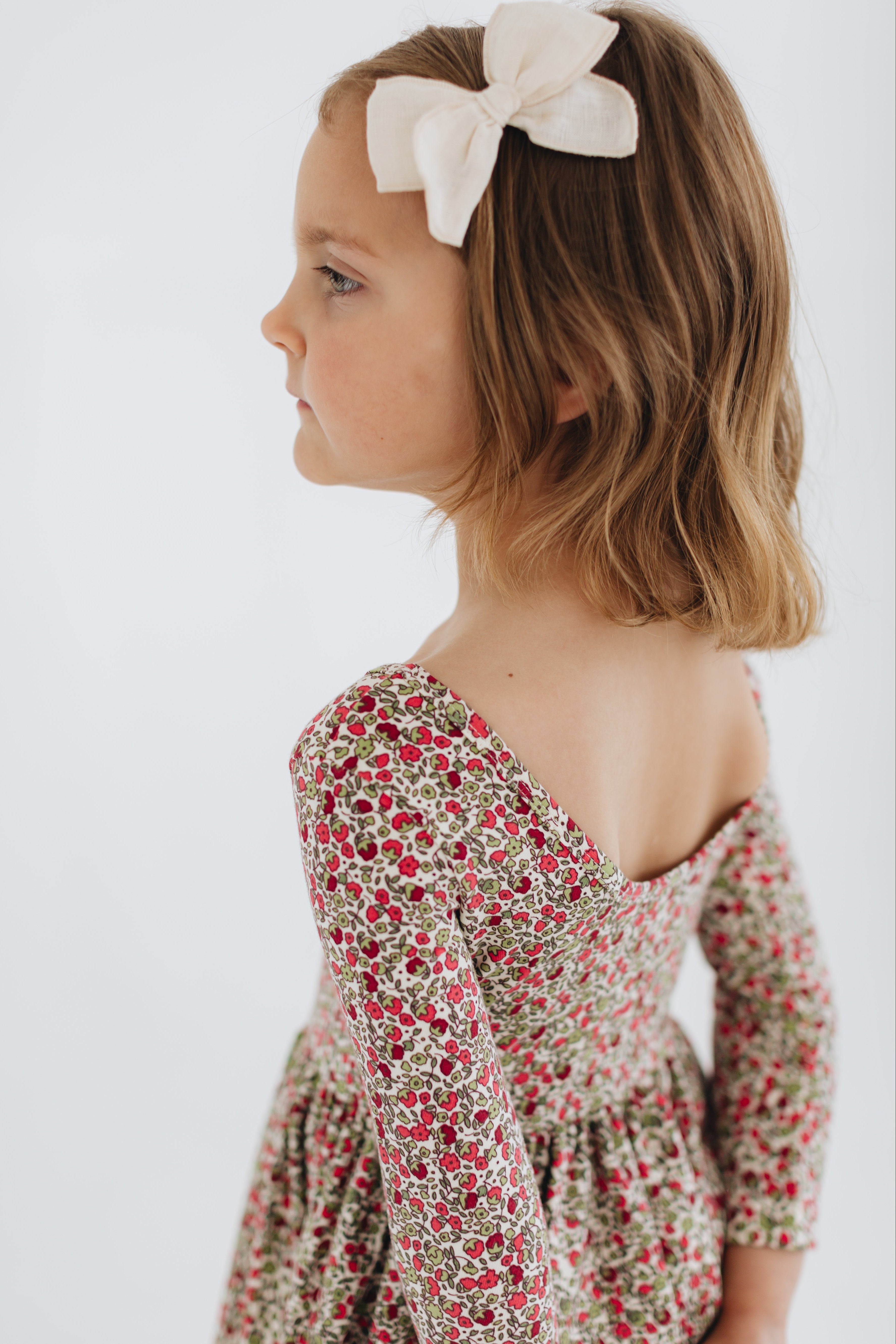 3/4 Sleeve Twirl Dress in Crimson Flora 2 / Crimson Flora 3/4 Sleeve Twirl Dress in Crimson Flora 2 / Crimson Flora