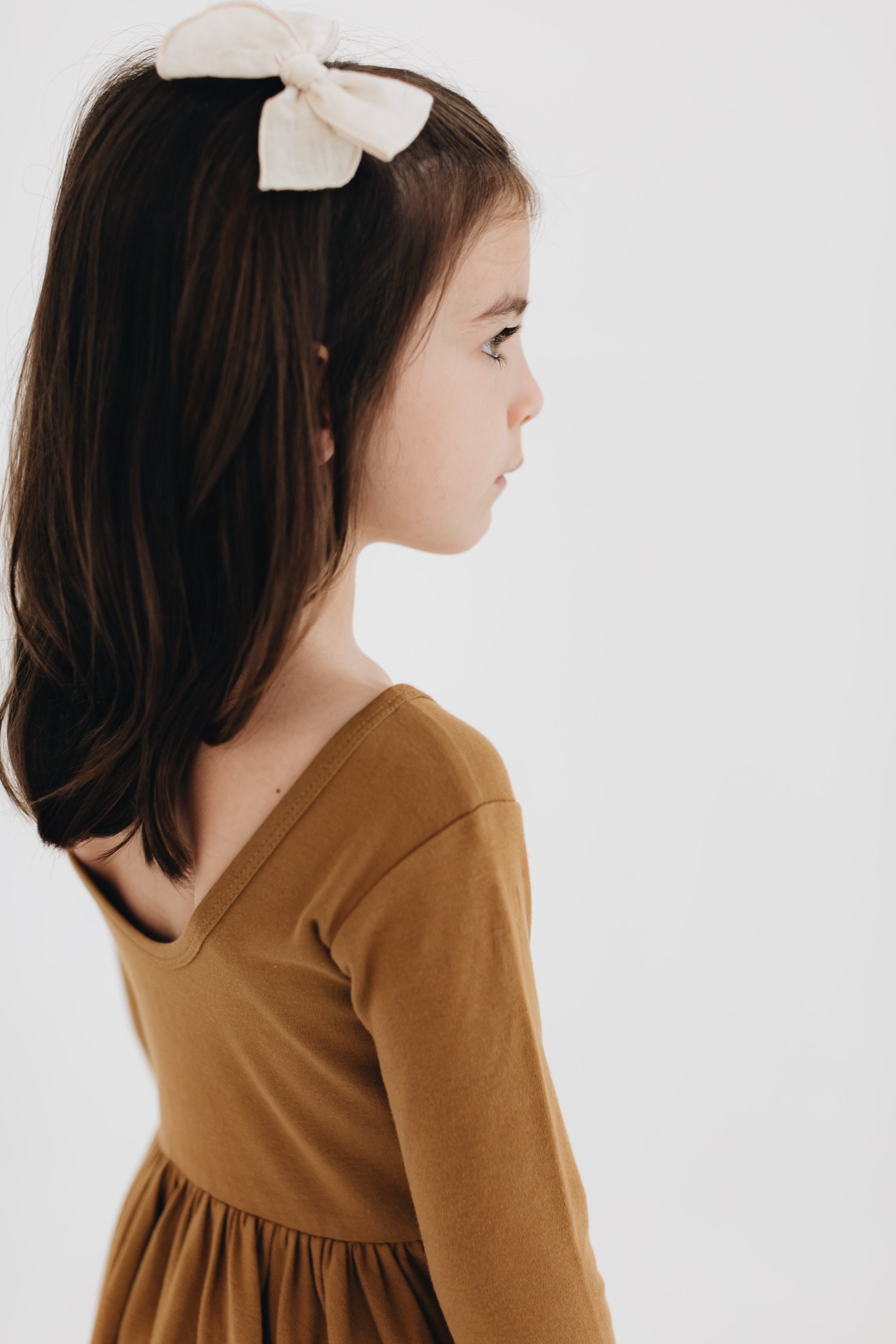 3/4 Sleeve Twirl Dress in Burro Brown Good Apples Kids 3/4 Sleeve Twirl Dress in Burro Brown Good Apples Kids